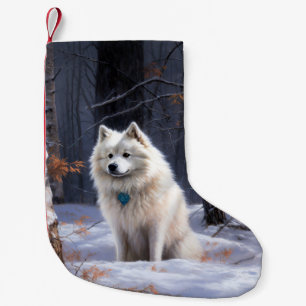American Eskimo Let It Snow Christmas Small Christmas Stocking
