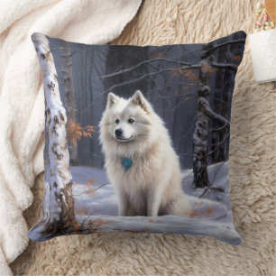 American Eskimo Let It Snow Christmas  Throw Pillow