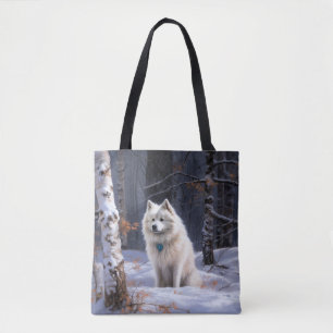 American Eskimo Let It Snow Christmas  Tote Bag