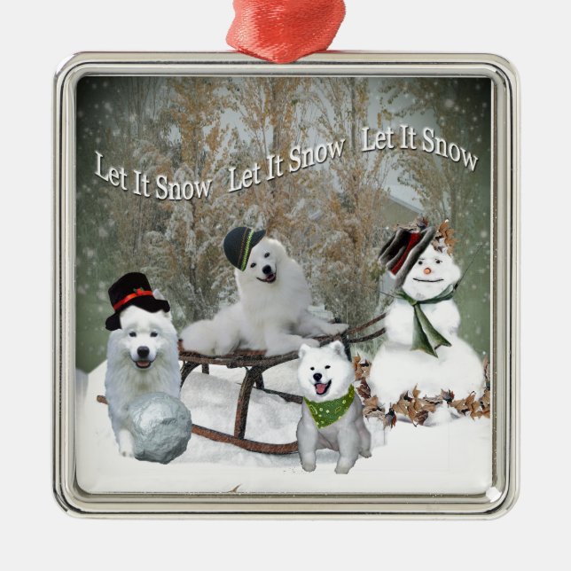 American Eskimo Let It Snow Metal Ornament (Front)