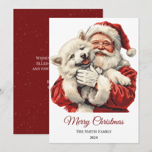 American Eskimo Santa Claus Christmas Holiday Card