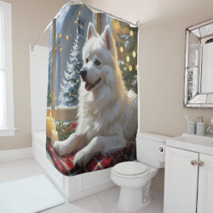American Eskimo With Christmas Lights Holiday