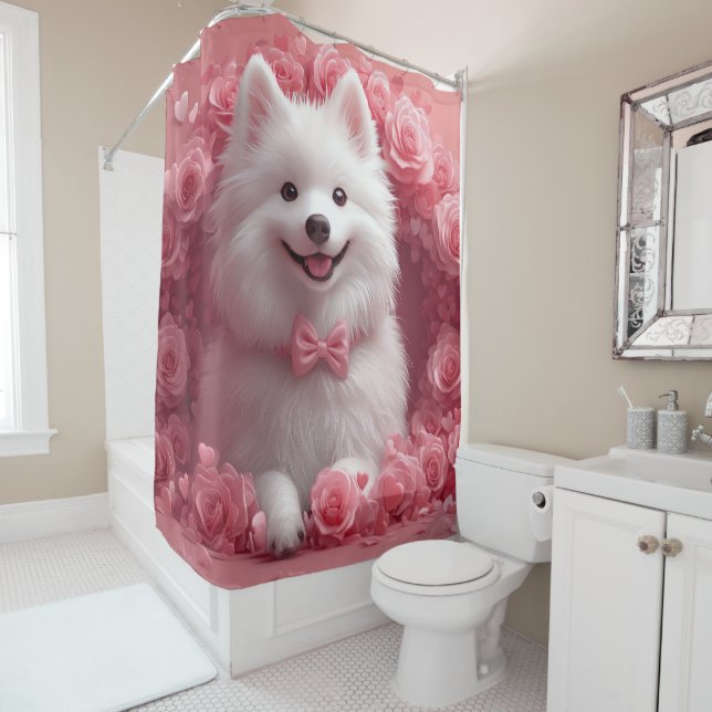 American Eskimo with Roses - Valentine's Day (In Situ)