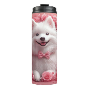 American Eskimo with Roses - Valentine's Day Thermal Tumbler