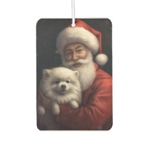 American Eskimo with Santa Claus Festive Christmas Air Freshener