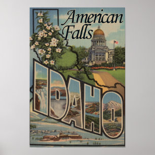 American Falls, Idaho - Large Letter Scenes Poster