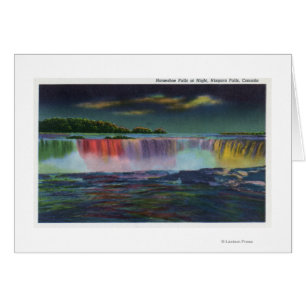 American Falls Illuminated at Night during Winte