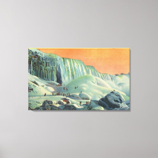 American Falls in Winter with Sunset Canvas Print (Front)