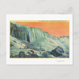 American Falls in Winter with Sunset Postcard