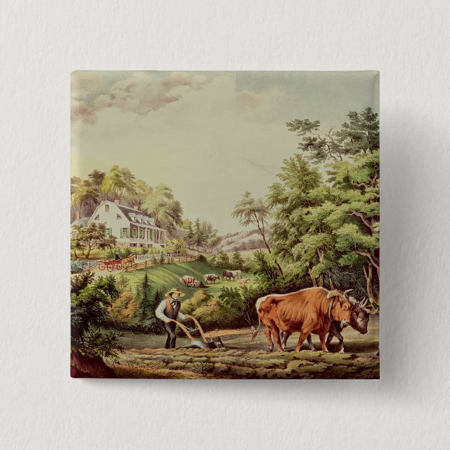 American Farm Scenes 2 Inch Square Button (Front)