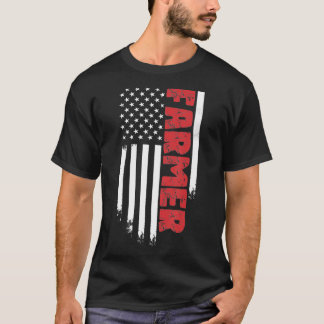 American Farmer USA Flag  Farming Agriculture T-Shirt