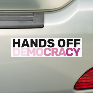 American Feminist Protest Art Hands Off Democracy  Bumper Sticker