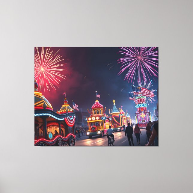 American Festive 4th of July Celebration Fireworks Canvas Print (Front)