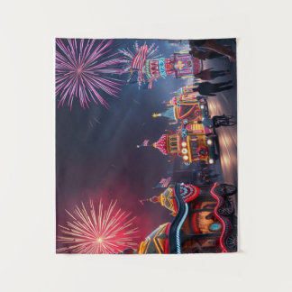 American Festive 4th of July Celebration Fireworks Tapestry