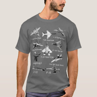 American Fighters Jets F22 Raptor F14 omcat Plane T-Shirt