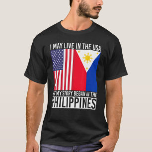 American Filipino Filipina Heritage USA Flag Phili T-Shirt