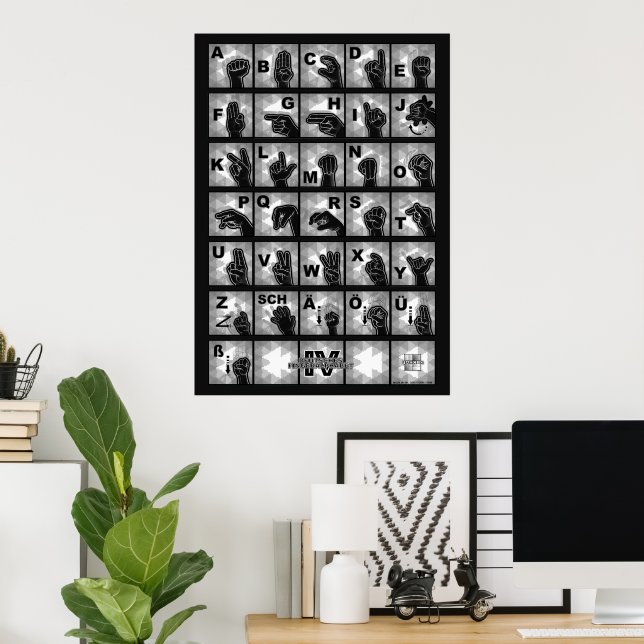 American Finger Alphabet 4 - black / Poster (Home Office)