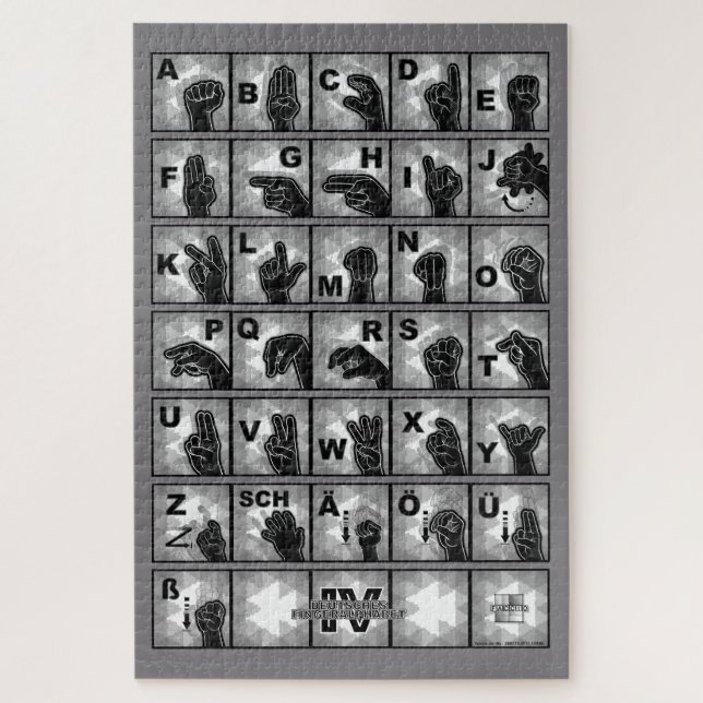 American Finger Alphabet 4 - black / Puzzle (Vertical)