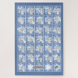 American Finger Alphabet 4 - blue / Jigsaw Puzzle