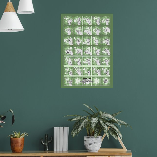American Finger Alphabet 4 - green / Poster (Living Room 1)