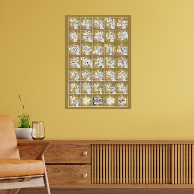 American Finger Alphabet 4 - yellow / Poster (Living Room 2)