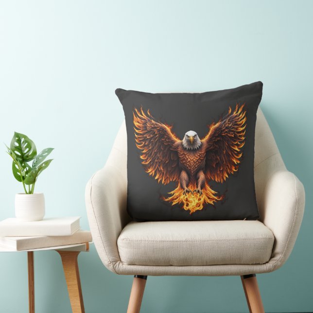 American Fire Bird  Throw Pillow (Chair)
