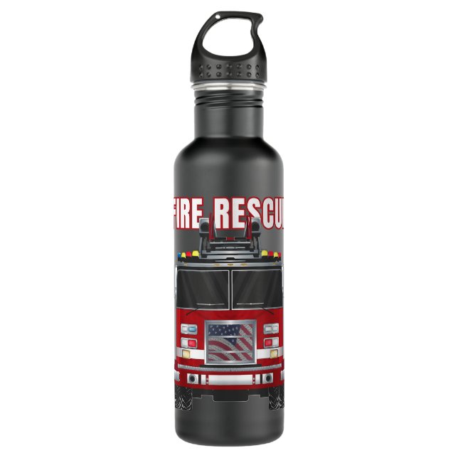 American Fire Rescue Firefighter Department Truck  710 Ml Water Bottle (Front)