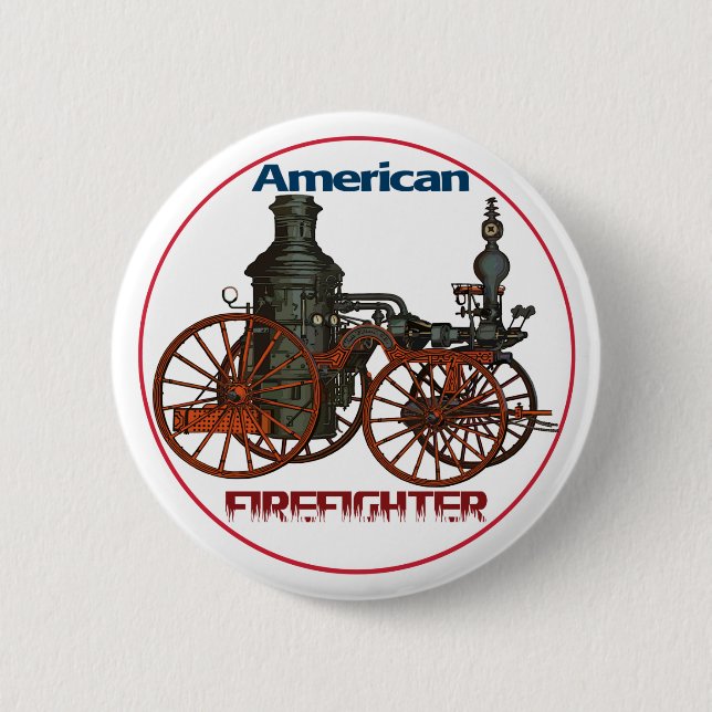 American Firefighter 2 Inch Round Button (Front)