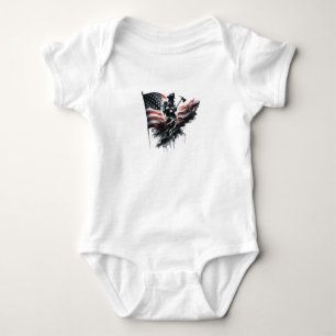  American firefighter.Flag of the United States. Baby Bodysuit