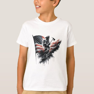 American firefighter.Flag of the United States. T-Shirt