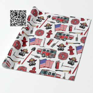 American Firefighting Pattern Wrapping Paper