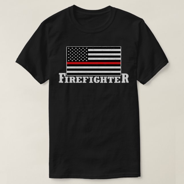 American Fireman Fire Fighter US Flag Firefighter T-Shirt (Design Front)