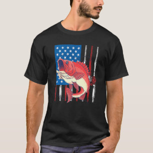 American Fishing Flag Usa Bass Fisherman Fish Flag T-Shirt