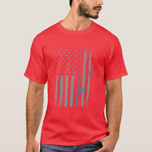 American Fishing Rod Flag Fisherman Us16 T-Shirt