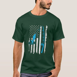 American Fishing Rod Flag Fisherman Us 30 T-Shirt