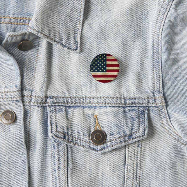 American Flag 1 Inch Round Button (In Situ)