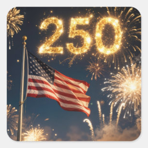 American Flag 250th Birthday Party Square Sticker