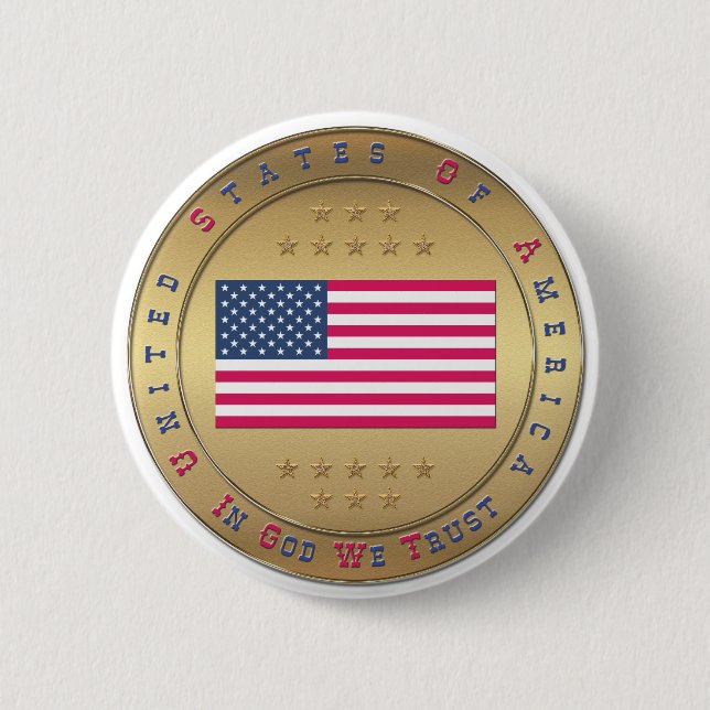 American Flag 2 Inch Round Button (Front)