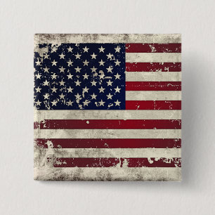 American Flag 2 Inch Square Button