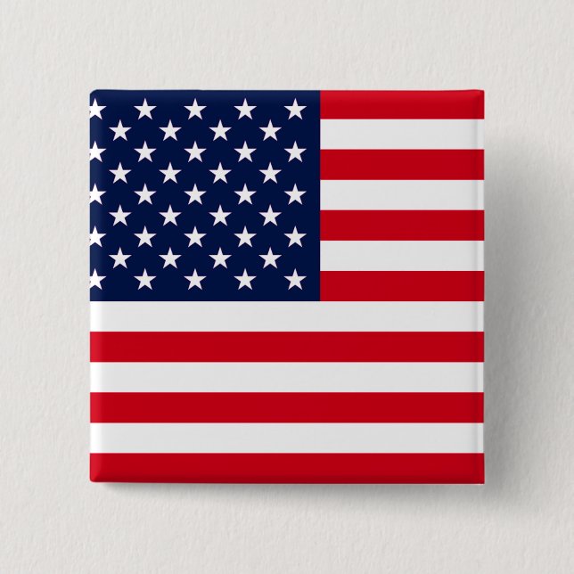 American Flag 2 Inch Square Button (Front)