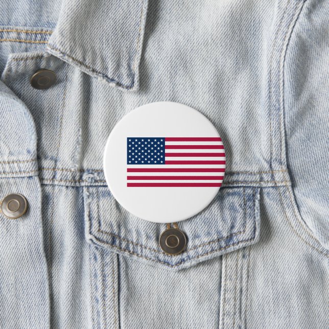 American flag 3 inch round button (In Situ)