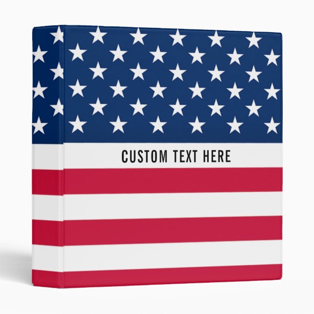 American Flag 3 Ring Binder with Custom Text (Front/Spine)