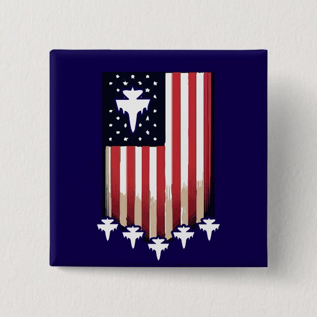 American Flag 4th of July-65079 2 Inch Square Button (Front)