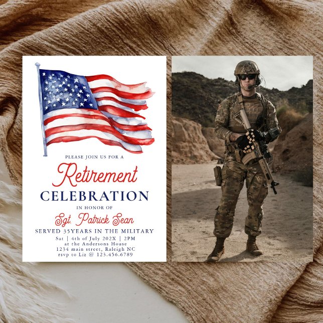  American Flag 4th of July Army Retirement Invitation (Creator Uploaded)