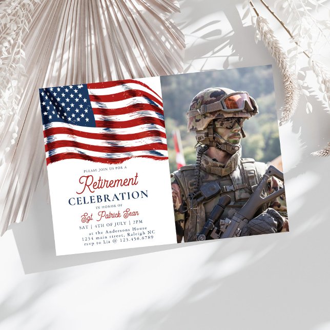 American Flag 4th of July Army Retirement Invitation (Creator Uploaded)