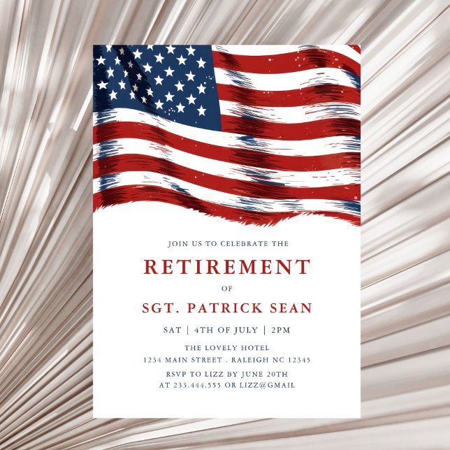 American Flag 4th of July Army Retirement Invitation (Creator Uploaded)