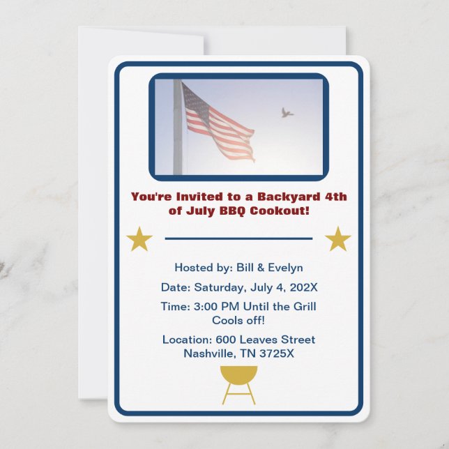  American flag 4th of July barbeque  Invitation (Front)