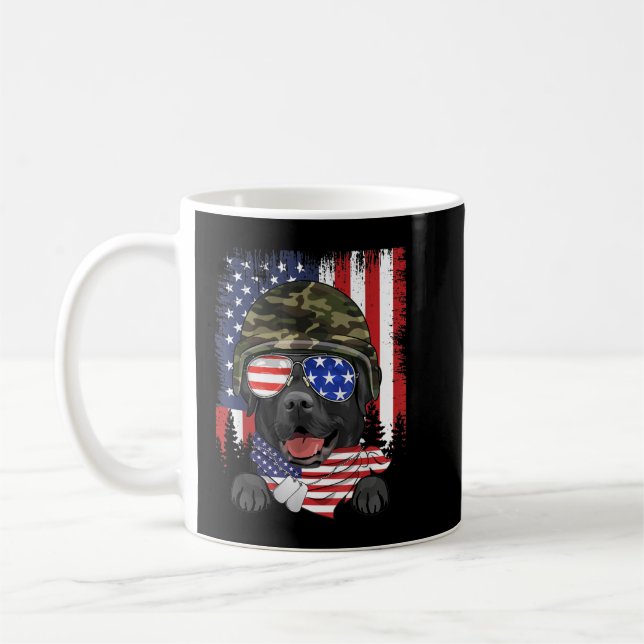 American Flag 4th of July Black Labrador Veteran D Coffee Mug (Left)