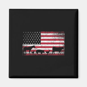 American Flag 4th Of July Chicken Horse Cow Pig Fa Magnet