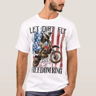 American Flag 4th of July Dirt Bike Motocross Raci T-Shirt